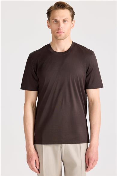 Kahverengi Filo Di Scozia Pamuk T-Shirt