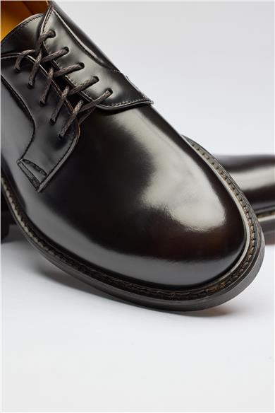 Kahverengi Bağcıklı Deri Ayakkabı