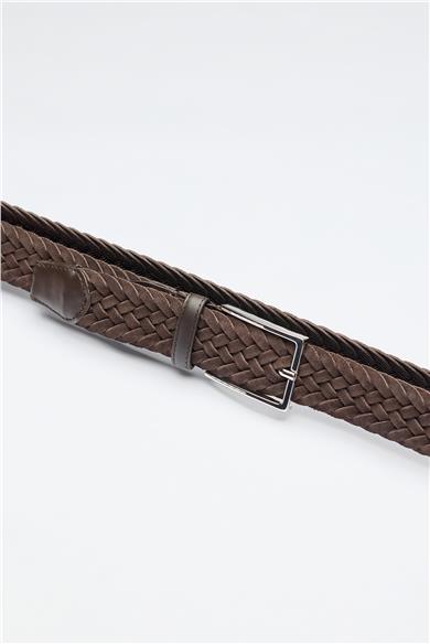 Kahverengi Örgü Süed Kemer