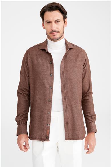 Kahverengi Pamuk Dış Gömlek