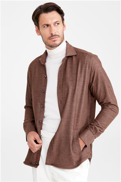 Kahverengi Pamuk Dış Gömlek