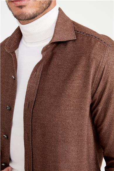 Kahverengi Pamuk Dış Gömlek