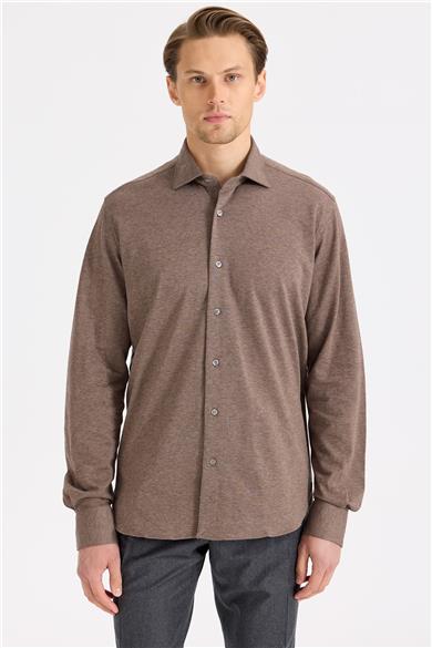 Kahverengi Pamuk Kaşmir Gömlek