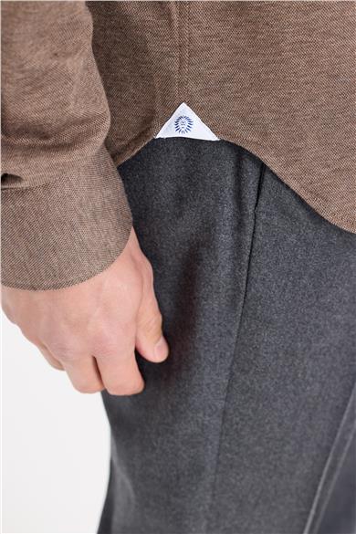 Kahverengi Pamuk Kaşmir Gömlek