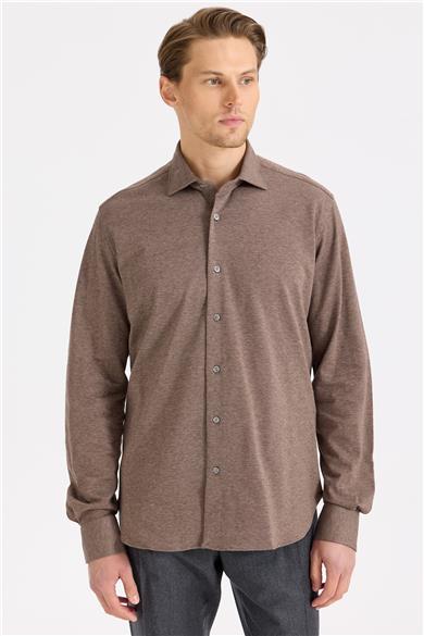 Kahverengi Pamuk Kaşmir Gömlek