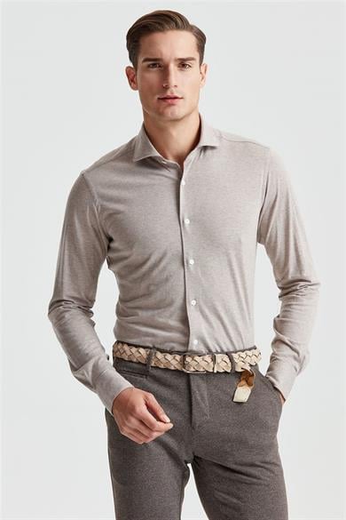 Kahverengi Pamuk Kaşmir Gömlek