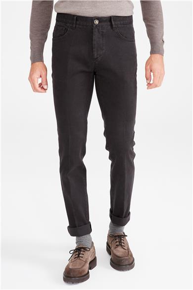 Kahverengi Pamuk Tencel Kanvas Pantolon