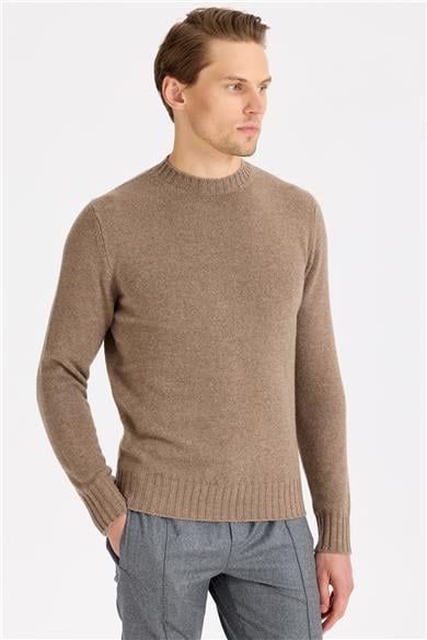 Kahverengi Sıfır Yaka Kaşmir Triko