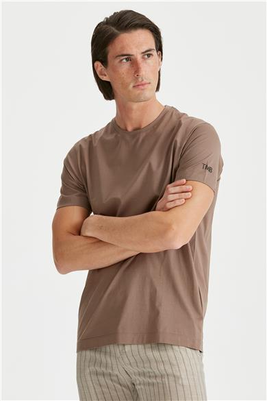 Kahverengi Sıfır Yaka T-shirt