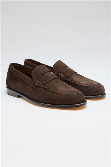 Kahverengi Süed Penny Loafer