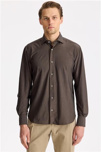 Kahverengi Teknik Kumaş Gömlek