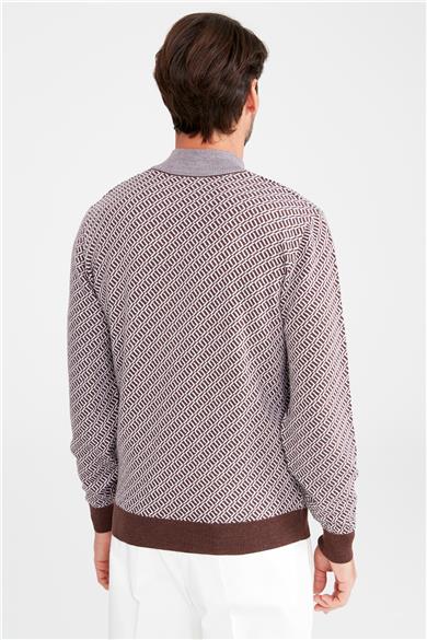 Kahverengi Trio Yaka Yün Triko 