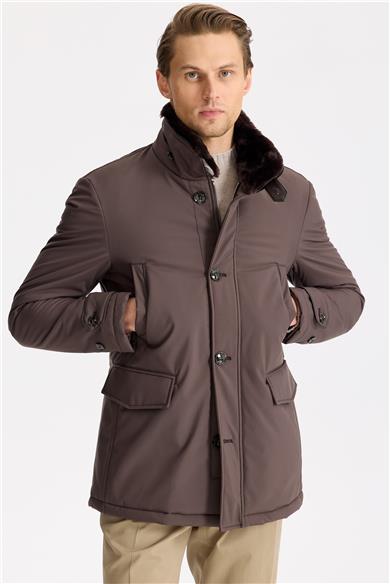 Kahverengi Yaka Kürklü Kaban 