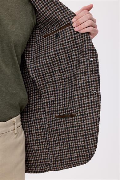 Kareli Yün İpek Kaşmir Ceket 