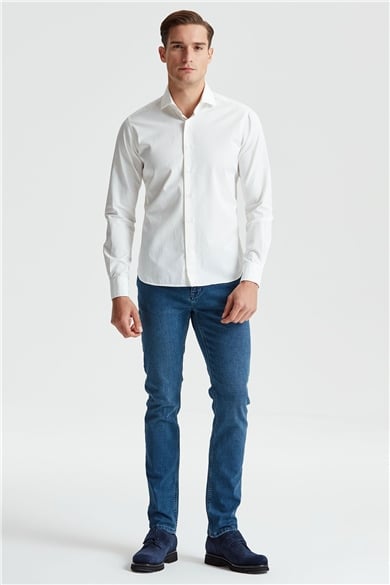 Kırık Beyaz  Denim Gömlek