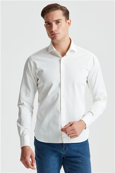 Kırık Beyaz  Denim Gömlek