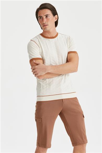 Kırık Beyaz Sıfır Yaka Pamuk Triko