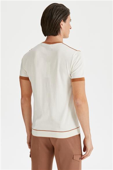 Kırık Beyaz Sıfır Yaka Pamuk Triko