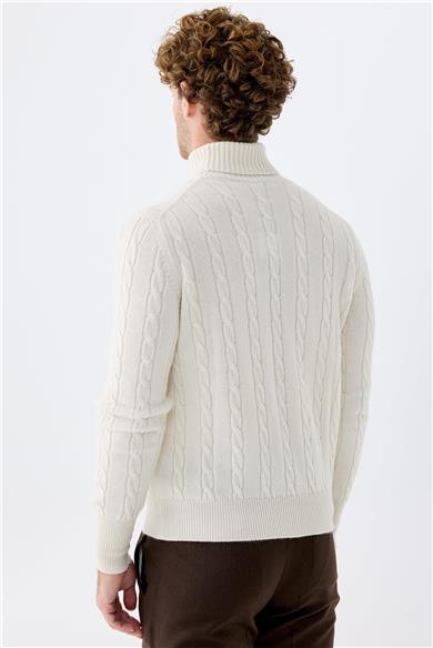 Bej Tam Balıkçı Kaşmir Kazak