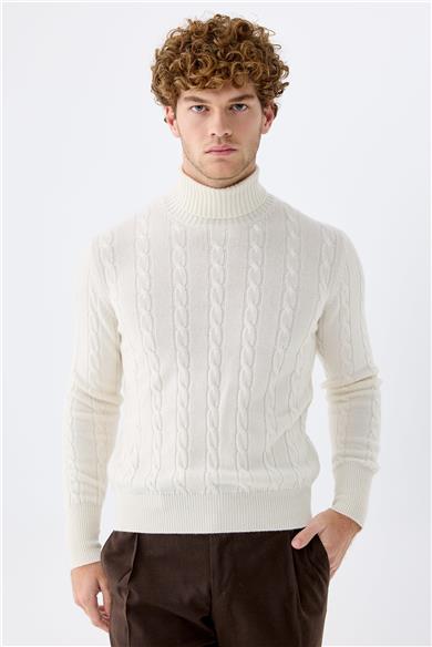 Bej Tam Balıkçı Kaşmir Kazak