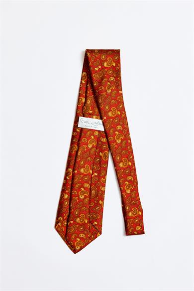 Kırmızı Hardal 5 Fold İpek Kravat