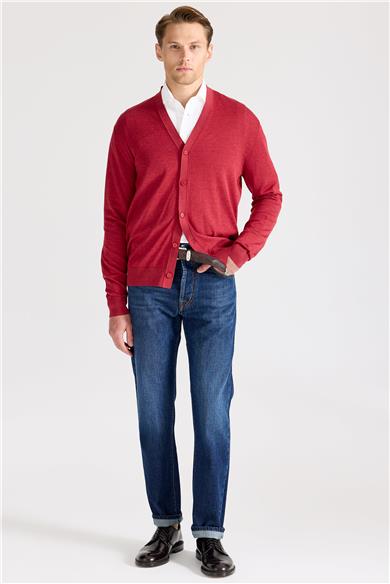 Kırmızı Pamuk İpek Hırka