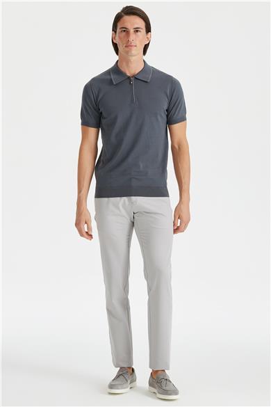 Koyu Gri Polo Yaka Erkek Pamuk Triko