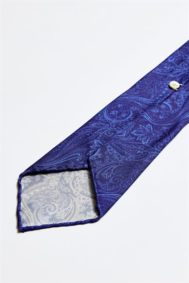 Koyu Mavi Astarsız 5 Fold İpek Kravat