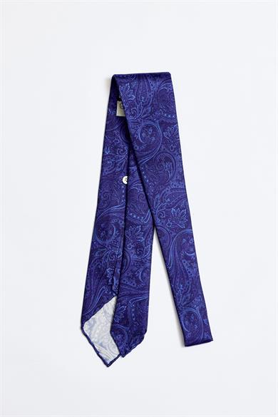 Koyu Mavi Astarsız 5 Fold İpek Kravat