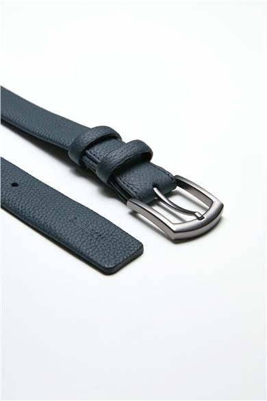 Koyu Mavi Deri Kemer