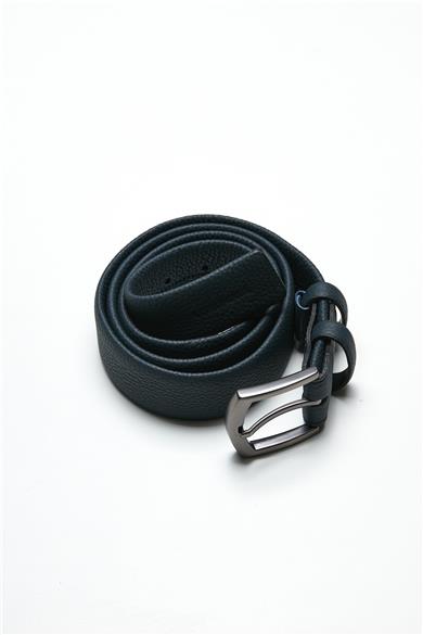 Koyu Mavi Deri Kemer