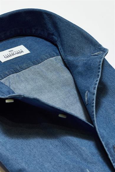 Koyu Mavi One-Piece Denim Gömlek