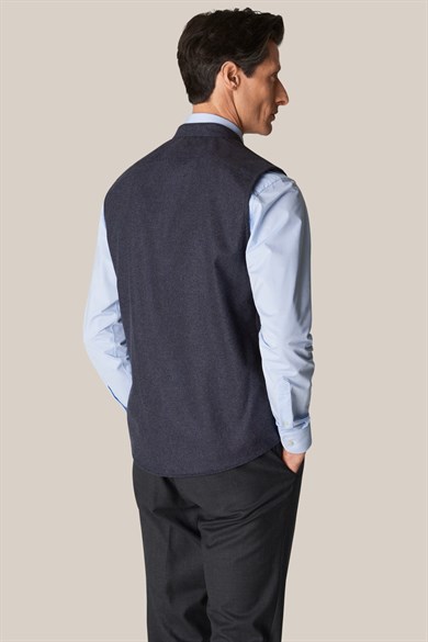 Koyu Mavi Yün Kaşmir Flannel Yelek