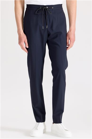 Lacivert Bağcıklı Yün Pantolon 