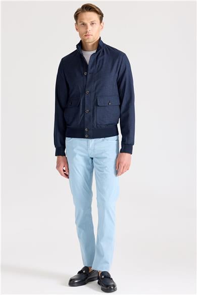 Lacivert Baharlık Bomber Yün Mont