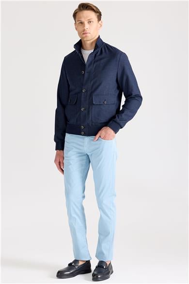 Lacivert Baharlık Bomber Yün Mont