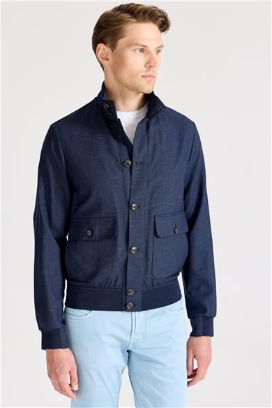 Lacivert Baharlık Bomber Yün Mont