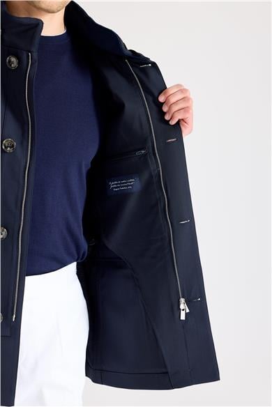 Lacivert Baharlık Yün Mont