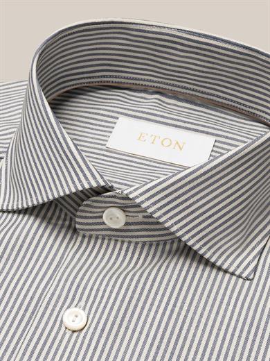 Lacivert Bengal Çizgili Merino Yün Gömlek 