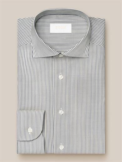 Lacivert Bengal Çizgili Merino Yün Gömlek 