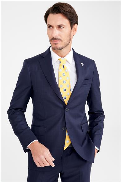 Lacivert Bordo Kareli Yün Takım Elbise