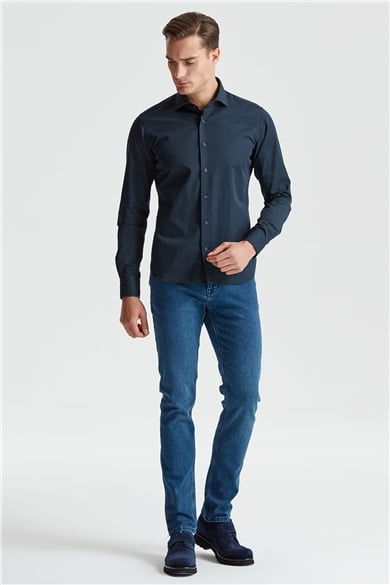Lacivert Denim Gömlek
