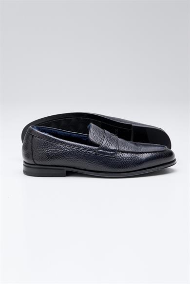 Lacivert Deri Penny Loafer 