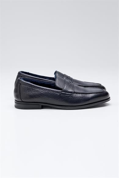 Lacivert Deri Penny Loafer 