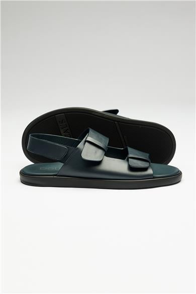 Lacivert Deri Sandalet