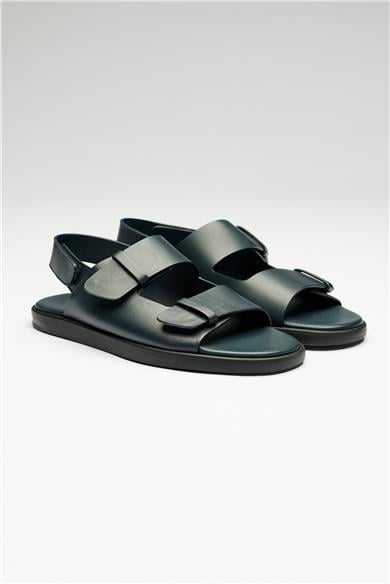 Lacivert Deri Sandalet