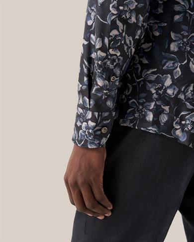 Lacivert Desenli İpek Gömlek