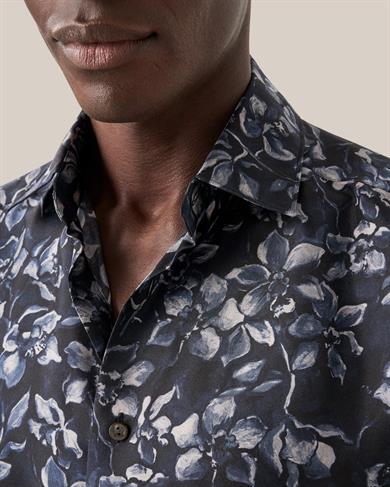 Lacivert Desenli İpek Gömlek