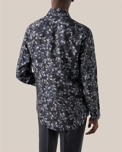 Lacivert Desenli İpek Gömlek