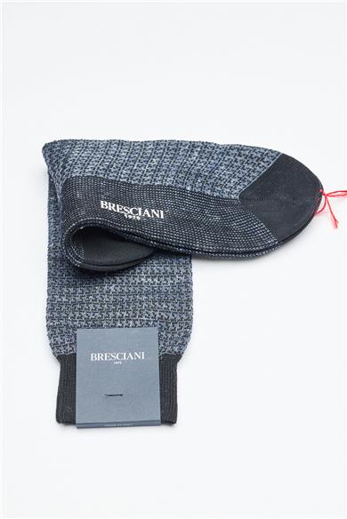 Lacivert Desenli Keten Pamuk Çorap 